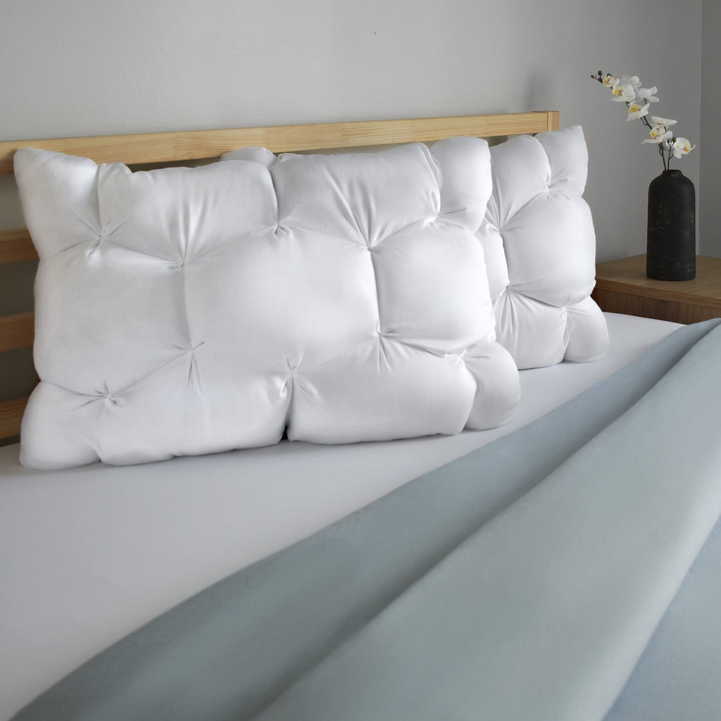 Ergonomic Memory Foam Down Alternative Cloud Luxe Bed Pillows, Standard/Queen - Adaptive Huggable Core (2 Pack) - Decorative Throw Pillow Cushion for Sofa & Bed Detail