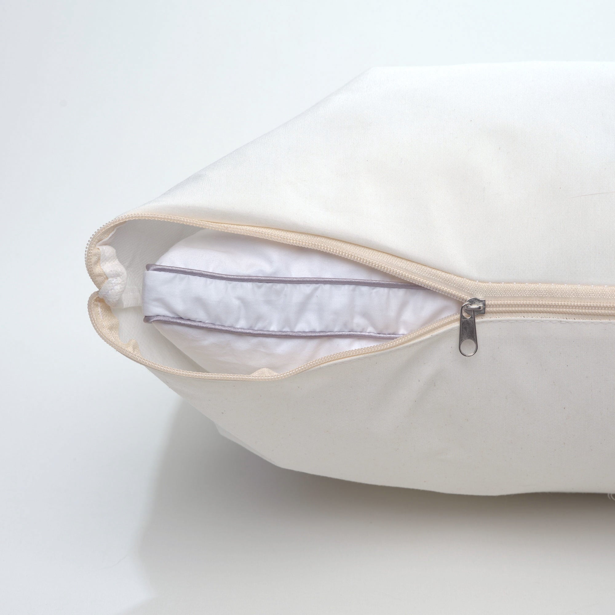 Decorative Plump Linen Premium Goose Down Feather Pillow for Bed, Soft & Supportive, Standard Size, White - Ergonomic Memory Foam Pillow for Neck Pain Support Detail