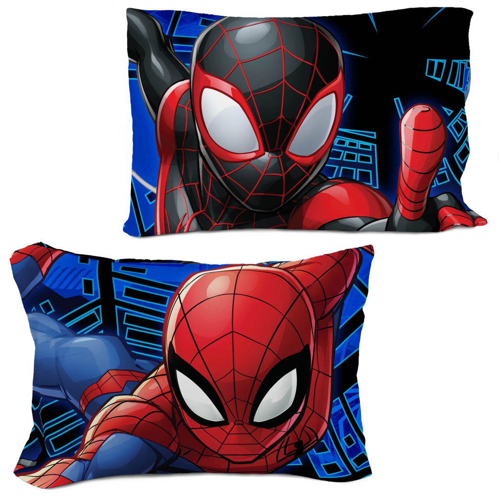 Hypoallergenic Cloud Spiderman Techno City Kids 2 Piece Blue Reversible Comforter and Pillowcase Set, Twin/Full - All-Season Down Alternative Comforter Insert Detail