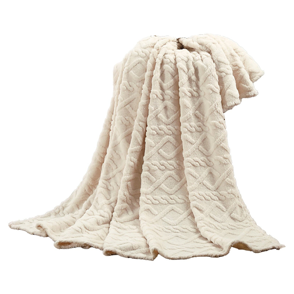 Decorative Knitted Clearance Under $5 Throw Blanket, Super Soft Warm Solid Color Thicken Flannel Blankets, Microfiber Machine Washable f... - Super Soft Reversible Sherpa Flannel Blanket Detail