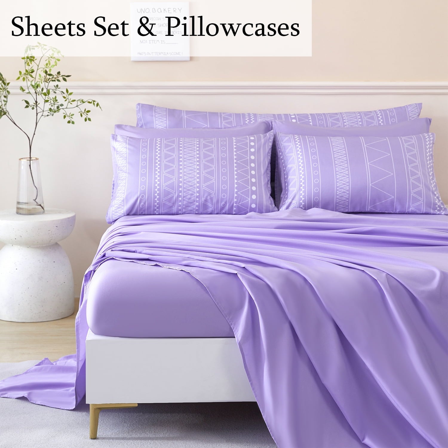 Fluffy Down Alternative 8-Pieces Boho Bedding Set Full Lavender Striped Bed in a Bag for Girls Women Soft Fluffy Purple Comforter Set with Sh... - Luxurious Quilted Duvet Cover Set Detail