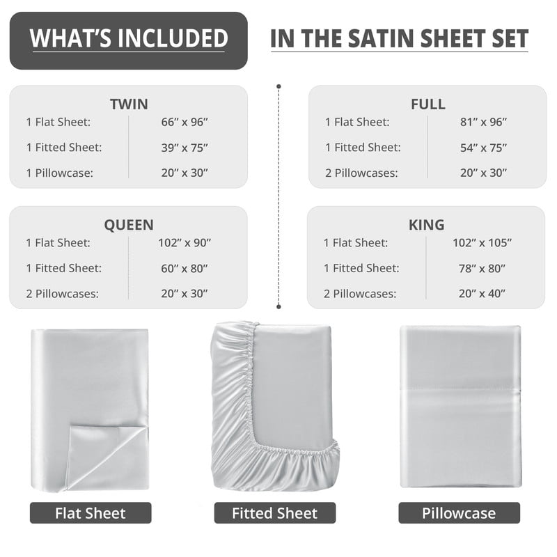 Breathable Luxury Lux Decor Luxury Satin Sheets King Size - 4 Piece Cooling Bed Sheet Set, Silky Soft & Smooth, Deep Pockets up to 15",... - Premium Ultra-Soft Pillowcase Pair for Sleeping Detail