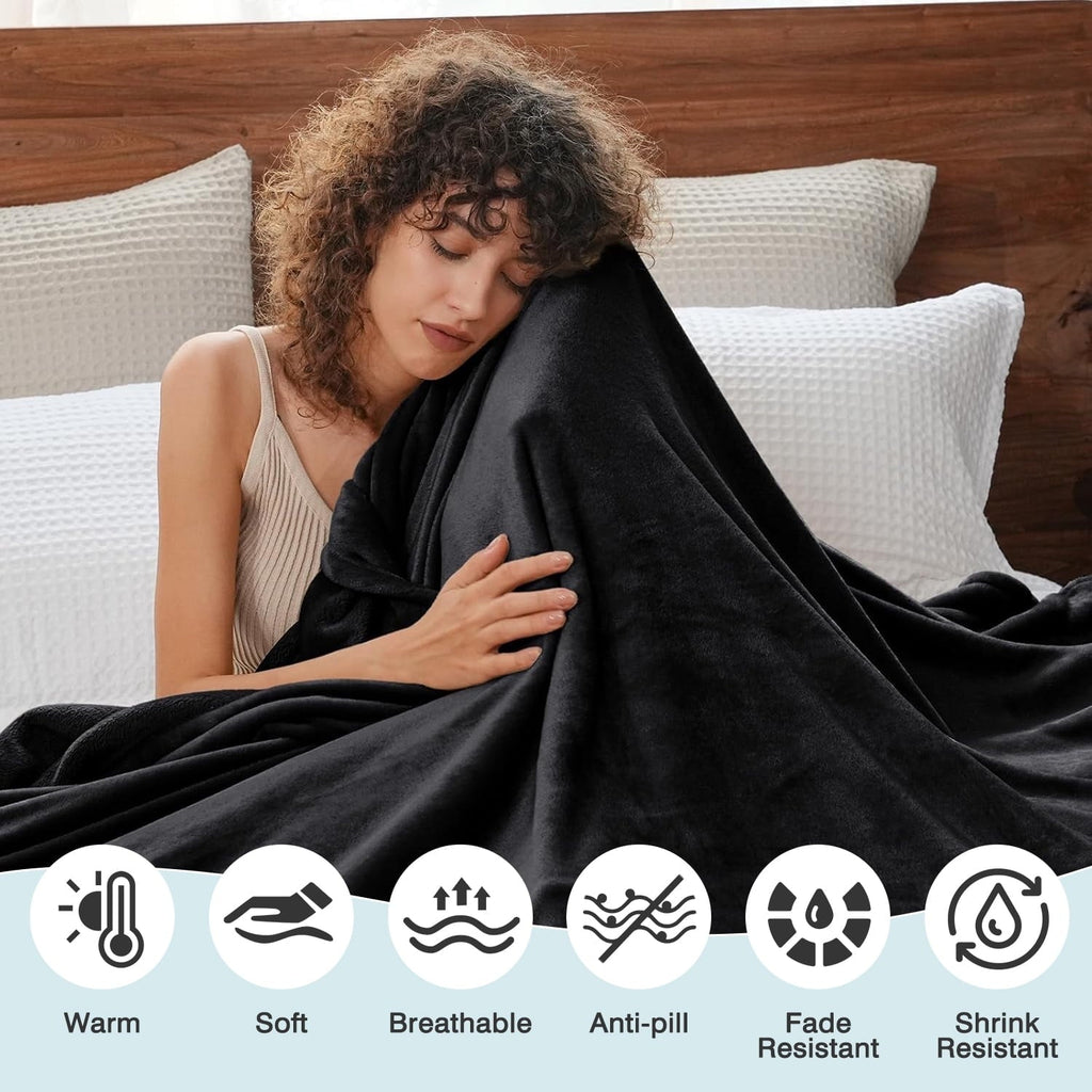 Lightweight Warm Throw Size Blanket, Luxury Plush Cozy Fuzzy Fleece Blanket, Super Soft Warm Big Lightweight Throw Blanket All Seasons... - Lightweight Plush Warm Blanket for All Seasons Detail