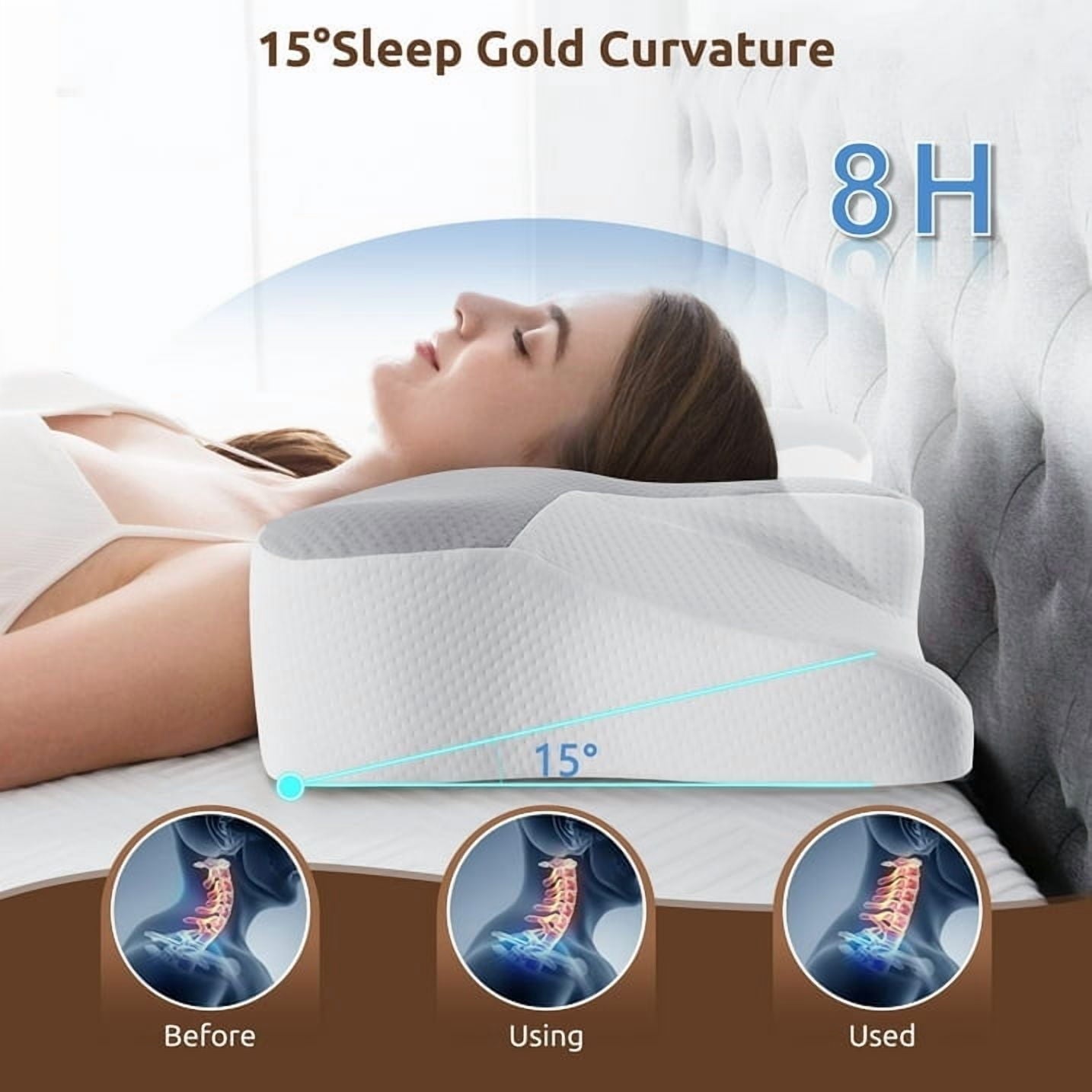 Hotel Collection Cervical Pillow for Sleeping Memory Foam Neck Pain Relief Contour Orthopedic Ergonomic Pillows for Women Side Sleeper... - Hotel Quality Plush Sleeping Pillows Detail