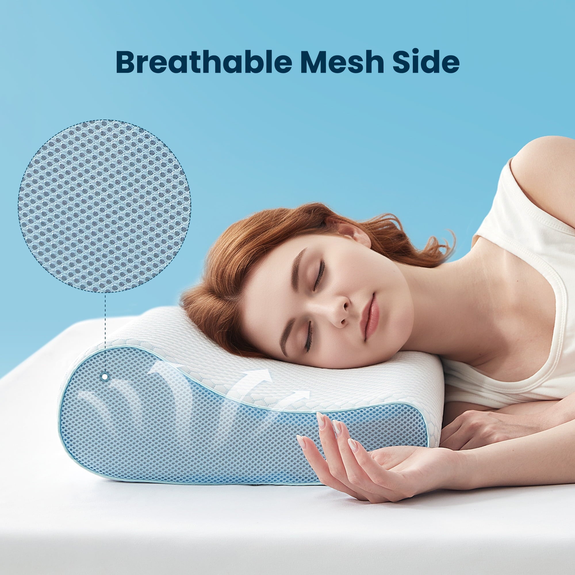 Decorative Plump Standard Cooling Memory Foam Pillow, Ergonomic Adjustable Orthopedic Contour Bed Pillows Neck Support for Side Back S... - Hotel Quality Plush Sleeping Pillows Detail
