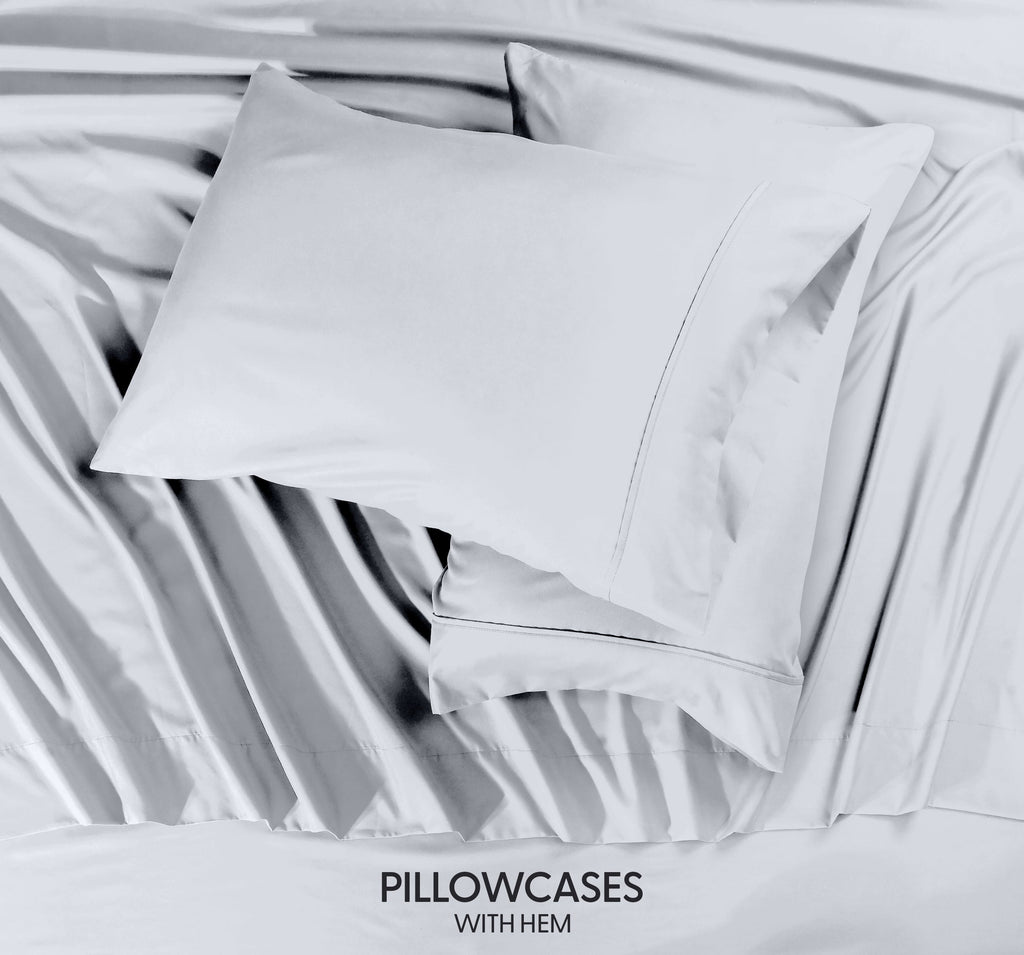 Breathable Luxury Queen Size Bed Sheet Set in Bright White – 4 Piece Microfiber Sheets, Ultra-Soft, Deep Pocket, Wrinkle-Resistant, Eas... - Breathable Egyptian Cotton Flat & Fitted Sheets Detail