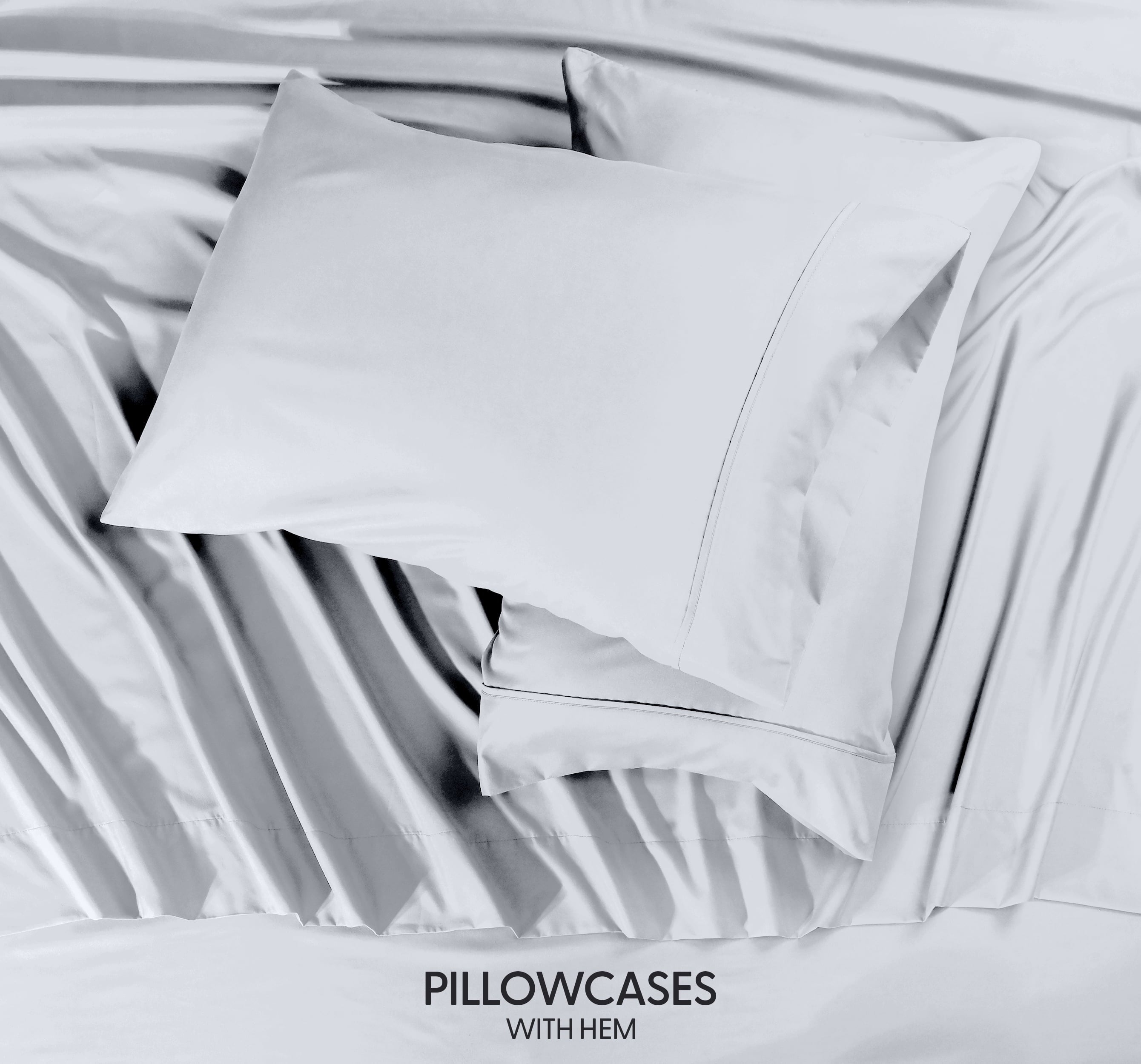 Breathable Luxury Queen Size Bed Sheet Set in Bright White – 4 Piece Microfiber Sheets, Ultra-Soft, Deep Pocket, Wrinkle-Resistant, Eas... - Breathable Egyptian Cotton Flat & Fitted Sheets Detail