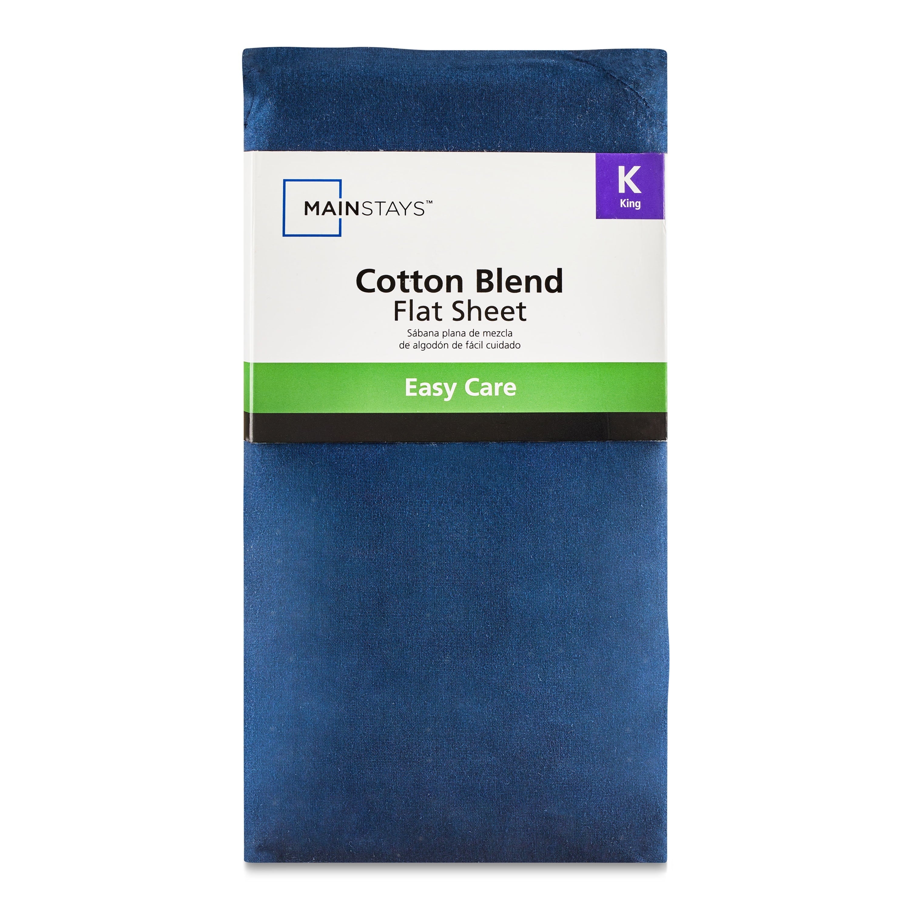 Wrinkle-Resistant 300 Thread Count Easy Care Blue Cove Cotton Blend Percale Flat Bed Sheet, King - Luxury Bed Sheet Set with Deep Pockets Detail