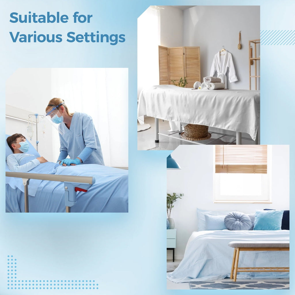 Premium Egyptian Cotton 6 Pcs Hospital Bed Sheets Set, Includes 2 Fitted Sheet 84x36x14", 2 Flat Sheets 104x59", 2 Pillowcases 19x29", Soft B... - Luxury Bed Sheet Set with Deep Pockets Detail