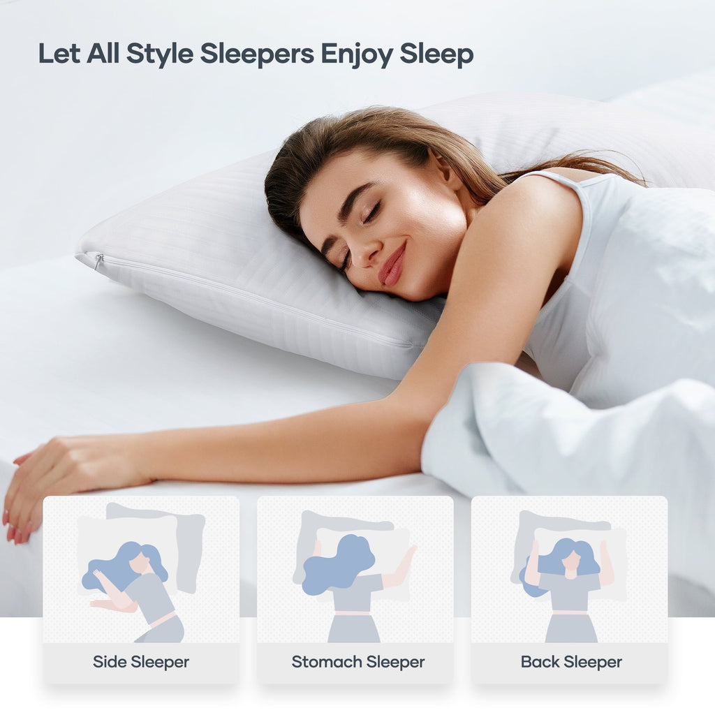 Orthopedic Support Shredded Memory Foam Pillow 2 Pack Pillow for Bed, Side, Back and Stomach Sleepers, CertiPUR-US Certified 28"x20" - Ergonomic Memory Foam Pillow for Neck Pain Support Detail