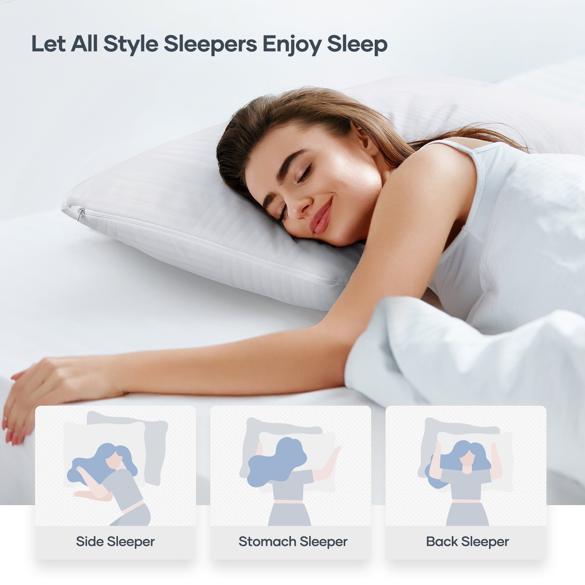Orthopedic Support Shredded Memory Foam Pillow 2 Pack Pillow for Bed, Side, Back and Stomach Sleepers, CertiPUR-US Certified 28"x20" - Ergonomic Memory Foam Pillow for Neck Pain Support Detail