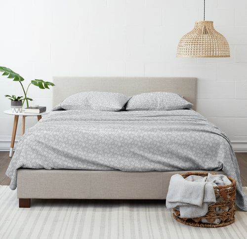 Breathable Luxury 4 Piece Pattern Microfiber Bed Sheets Set, Gray Wheat, Full - Cooling Hotel Quality Bedding Sheets and Pillowcases Detail