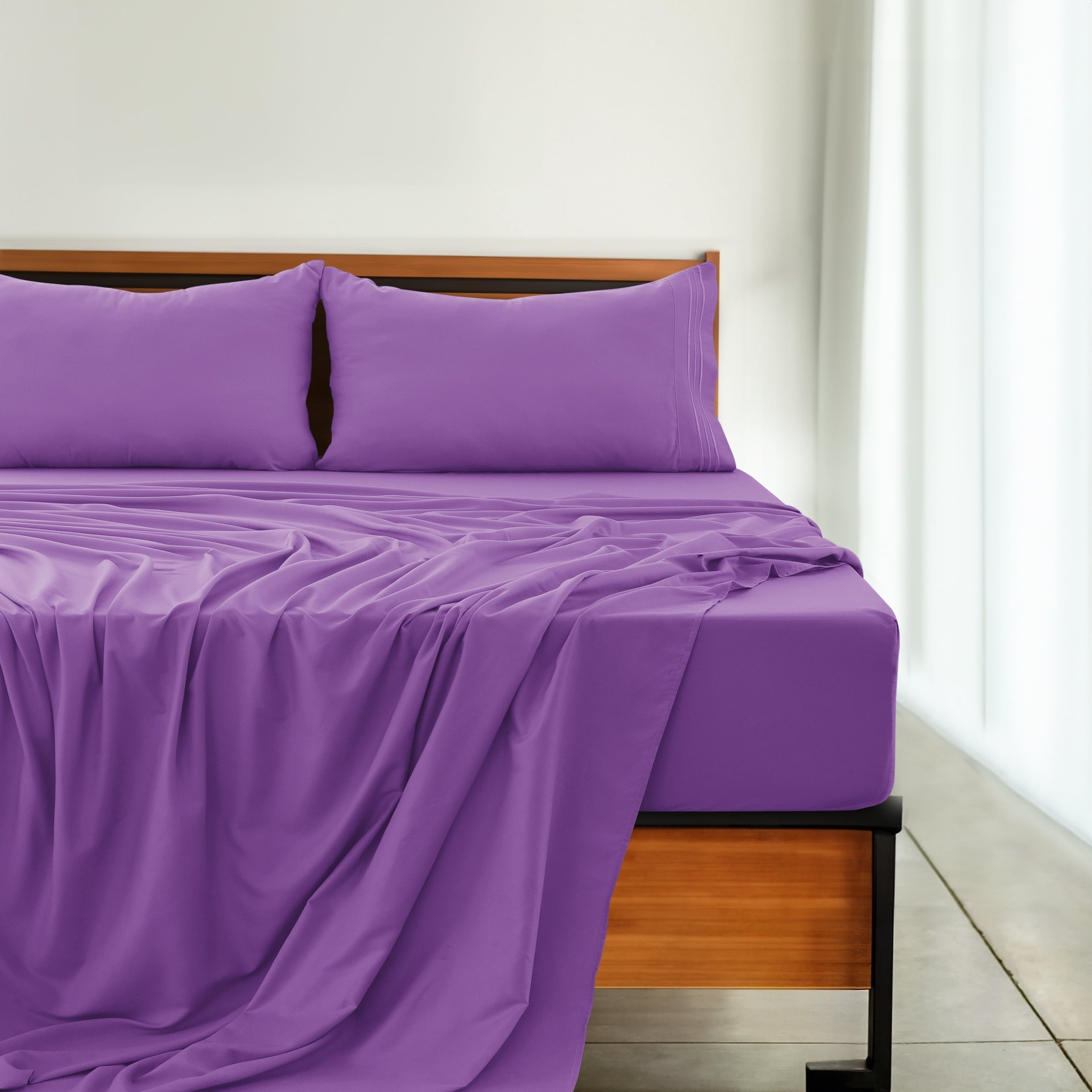 Wrinkle-Resistant Queen Size Sheets Set Brushed Microfiber High GSM, 4 Piece Sheet Set Upto 16 Inches Deep Pocket Bedding Sheets & Pillow - Premium Ultra-Soft Pillowcase Pair for Sleeping Detail