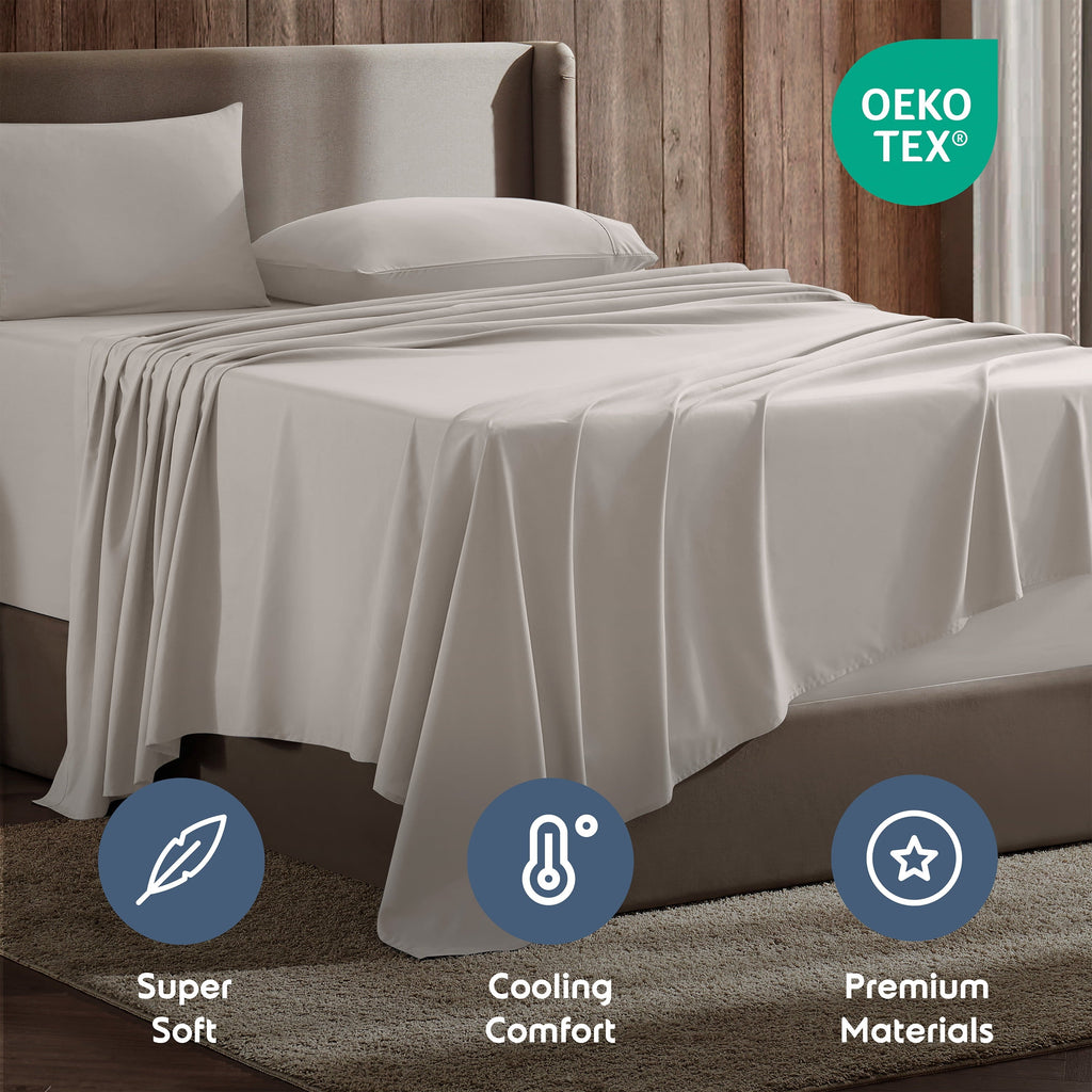 Ultra-Soft Extra Deep Pocket Full Sheets Set, 4 Piece, Fits 18"-24" Mattress, Breathable & Extra Soft Bed Sheets, Linen - Premium Ultra-Soft Pillowcase Pair for Sleeping Detail