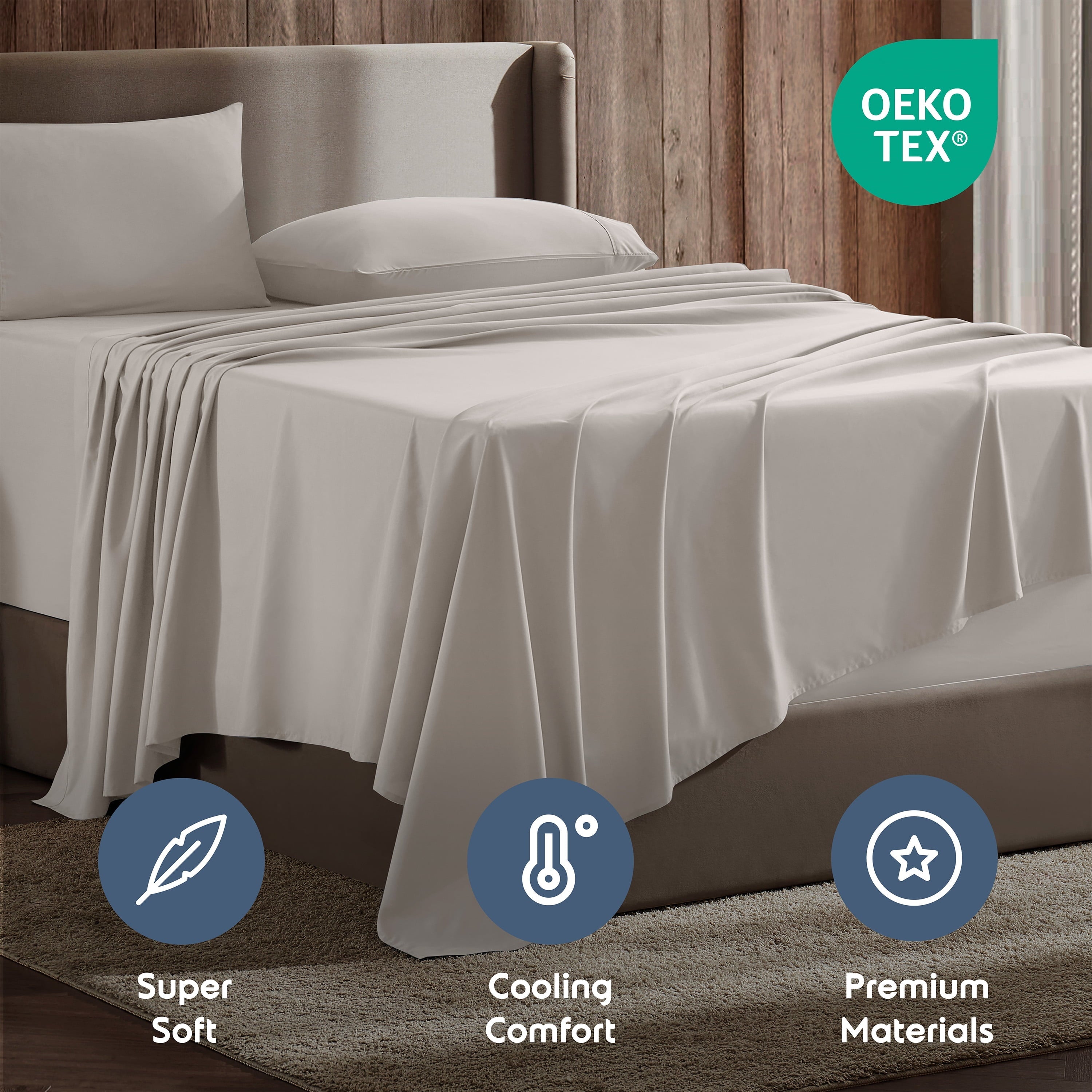 Ultra-Soft Extra Deep Pocket Full Sheets Set, 4 Piece, Fits 18"-24" Mattress, Breathable & Extra Soft Bed Sheets, Linen - Premium Ultra-Soft Pillowcase Pair for Sleeping Detail