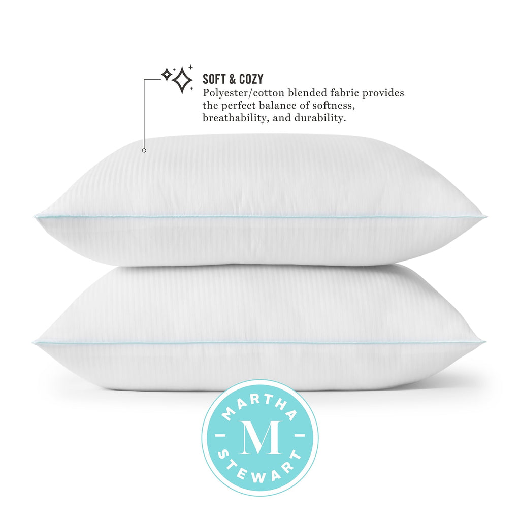 Ergonomic Memory Foam Classic Stripe Bed Pillows Standard / Queen Size Set Of 2, Enhanced Loft Plush Pillow for All Sleep Positions, 20" x ... - Ergonomic Memory Foam Pillow for Neck Pain Support Detail