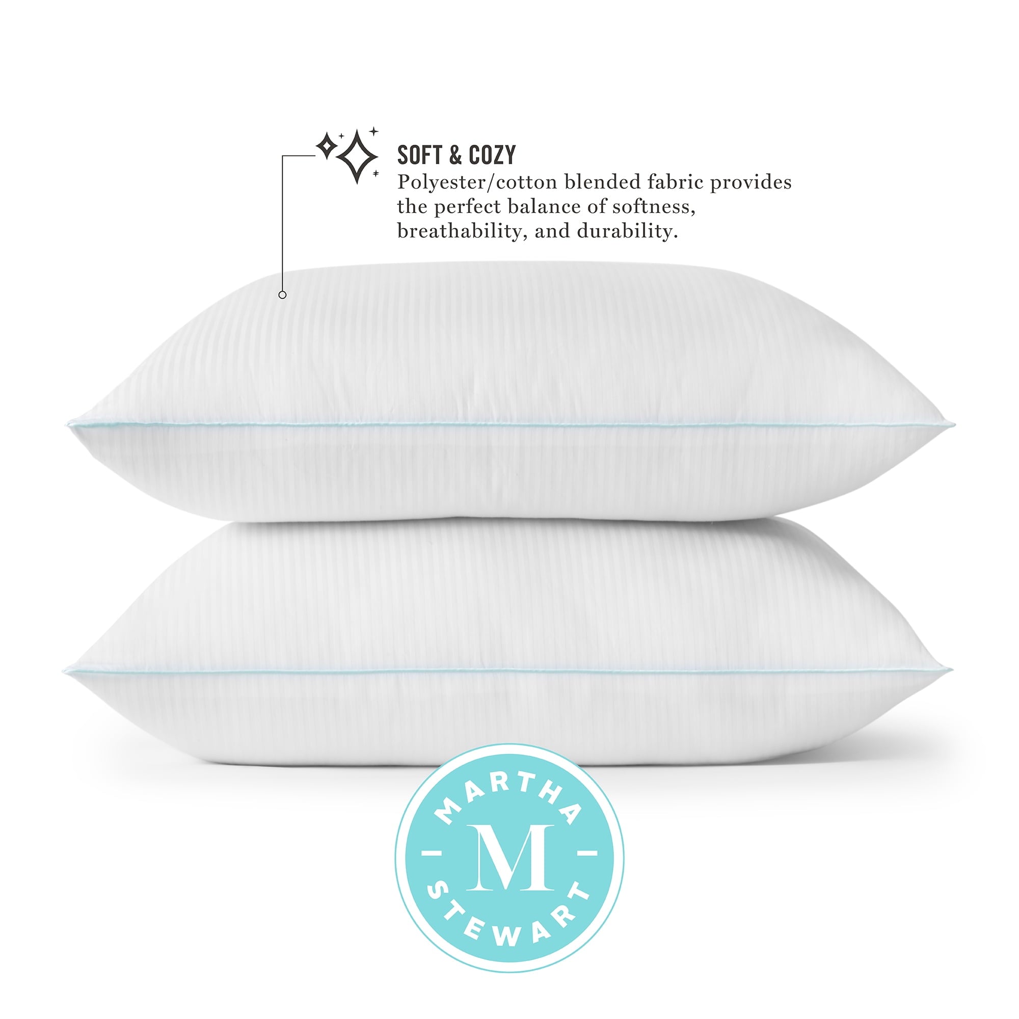 Ergonomic Memory Foam Classic Stripe Bed Pillows Standard / Queen Size Set Of 2, Enhanced Loft Plush Pillow for All Sleep Positions, 20" x ... - Ergonomic Memory Foam Pillow for Neck Pain Support Detail