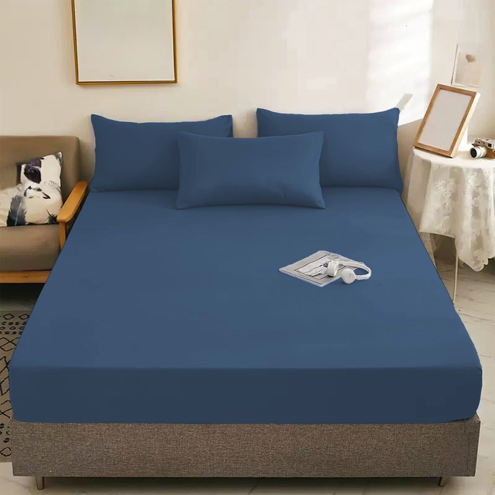 Breathable Luxury Egyptian Cotton Fitted Sheet Queen Size - 400 Thread Count Queen Size Fitted Sheet Only, Extra Soft, Cooling, 15" Dee... - Premium Ultra-Soft Pillowcase Pair for Sleeping Detail