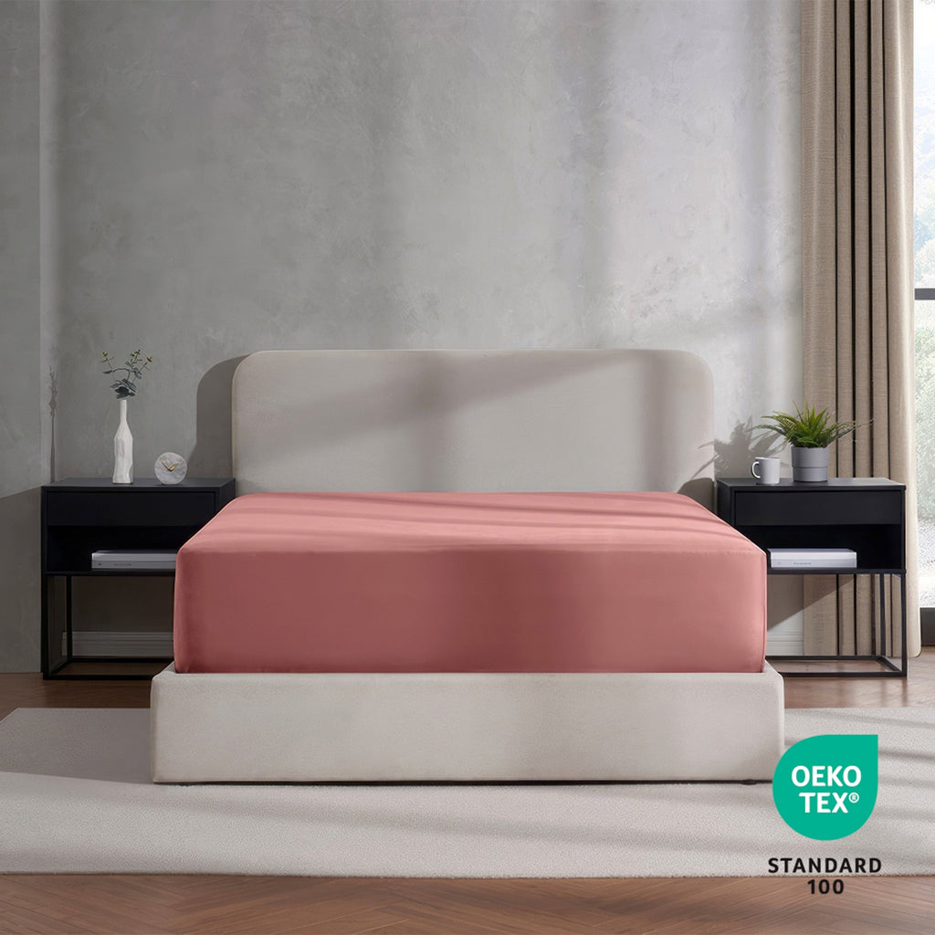 Ultra-Soft Extra Deep Pocket Twin XL Fitted Sheet Only, Fits 18" to 24" Mattress, Soft Microfiber Fitted Bed Sheet, Pink Clay - Breathable Egyptian Cotton Flat & Fitted Sheets Detail
