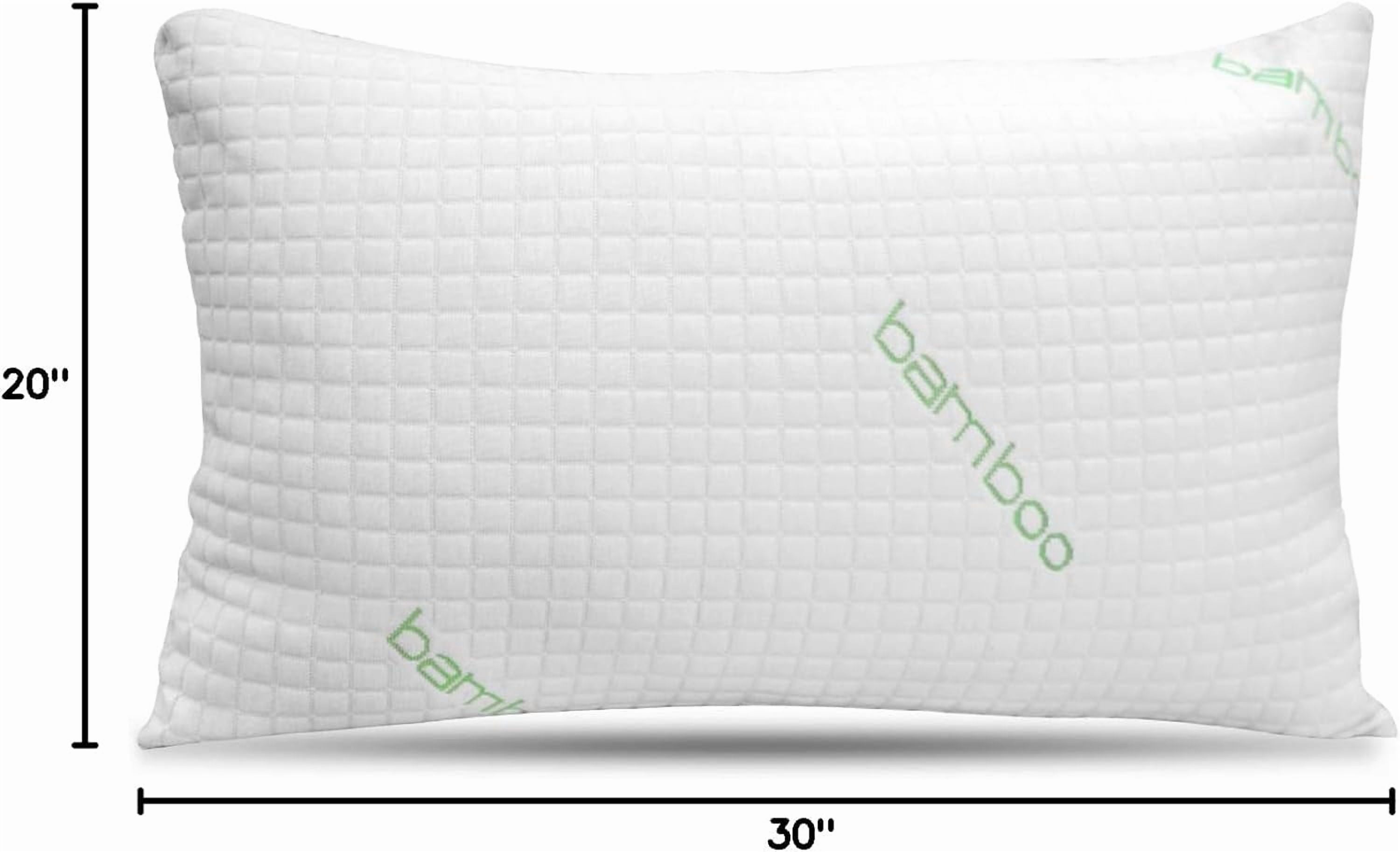 Hotel Collection Queen Size Bamboo Pillow, Memory Foam Bed Pillows with Washable Pillowcases, Queen - Hotel Quality Plush Sleeping Pillows Detail