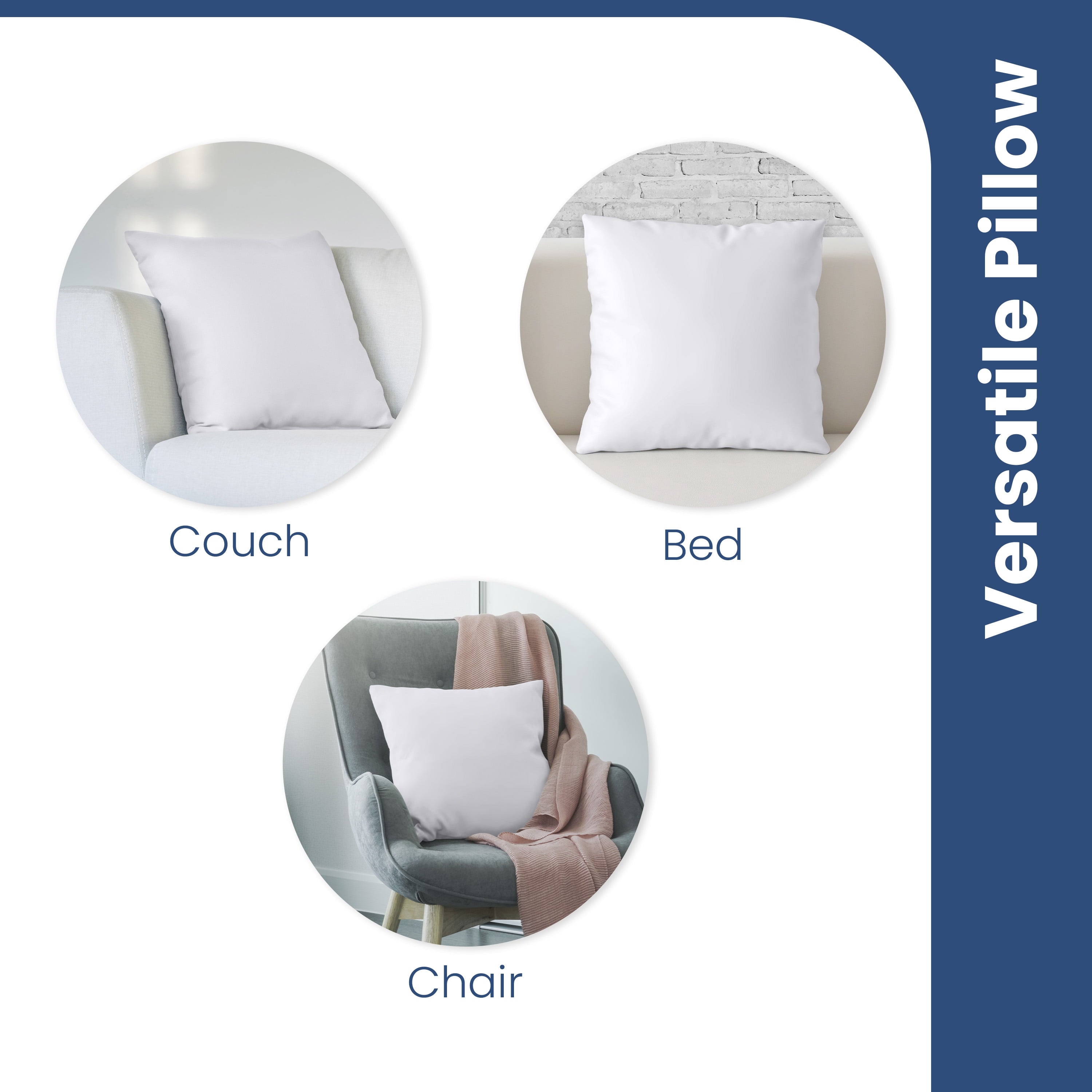 Ergonomic Memory Foam Down Alternative White Euro Pillow Insert 26x26 – Soft & Durable - Decorative Throw Pillow Cushion for Sofa & Bed Detail