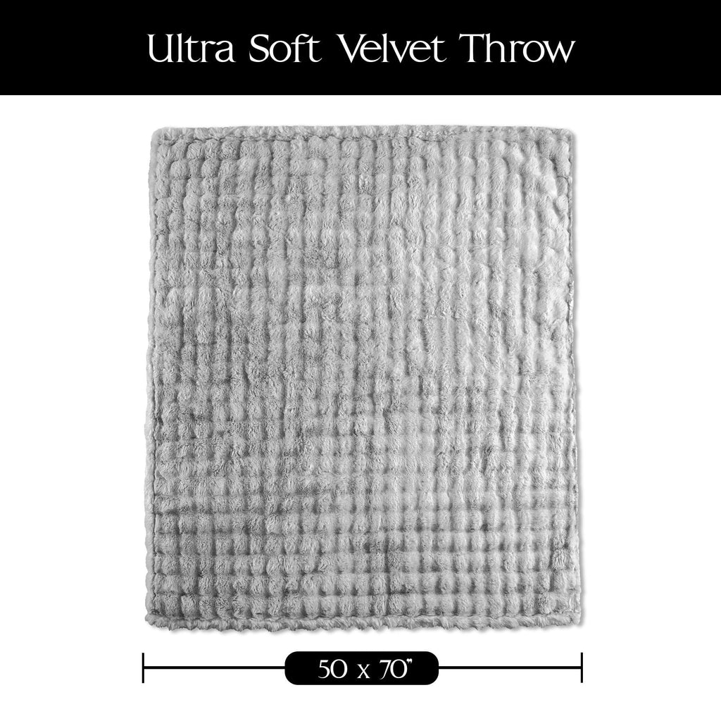 Cozy Fleece Serenade Gray Textured Faux Fur Throw Blanket, 50 x 70 - Super Soft Reversible Sherpa Flannel Blanket Detail