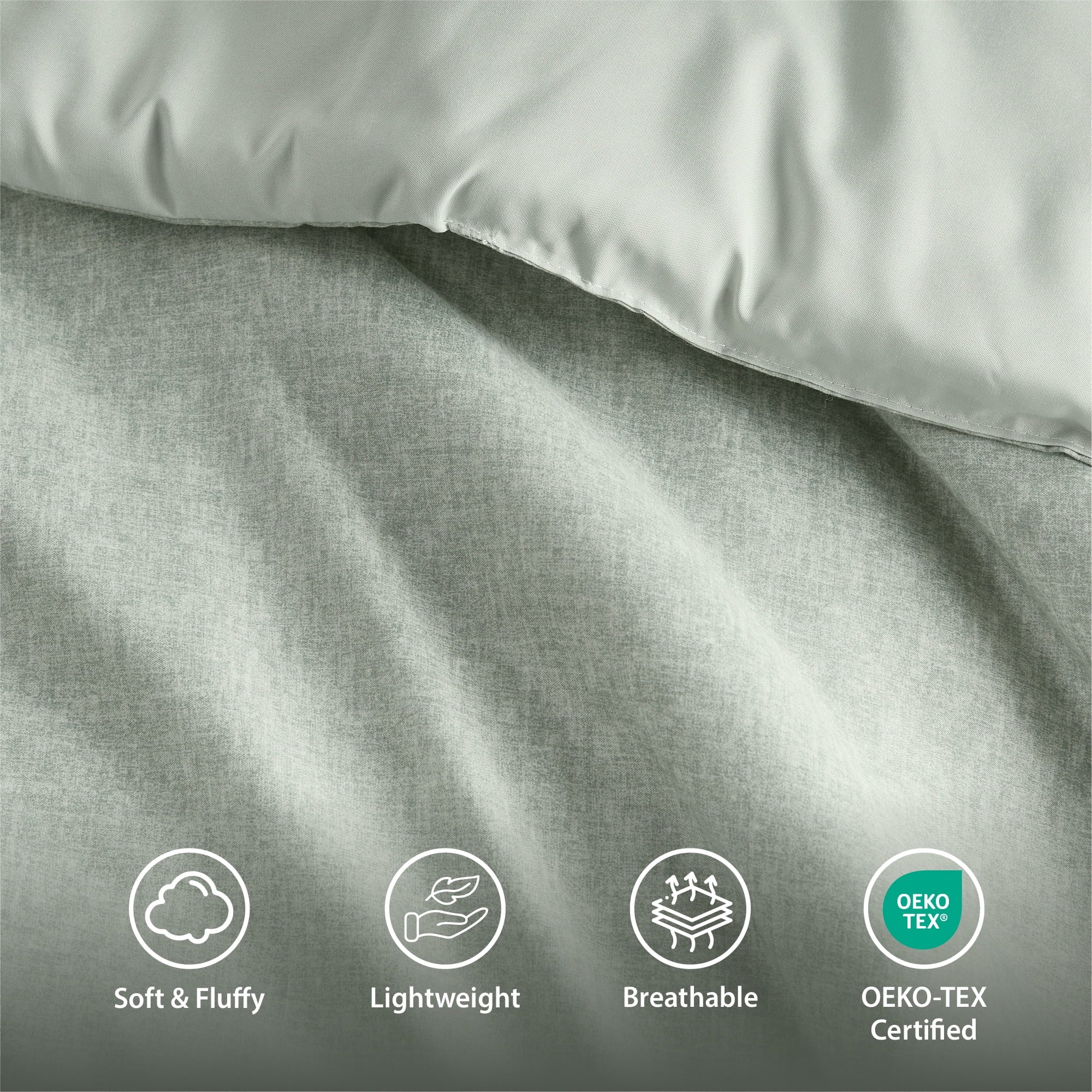 Luxurious Quilted Full/Queen Comforter Sets, Reversible 3 Piece Extra Soft Bedding Set, Chambray Print Sage Green Comforter Bed Set wit... - Cloud-Like Soft Lightweight Bed Comforter Detail