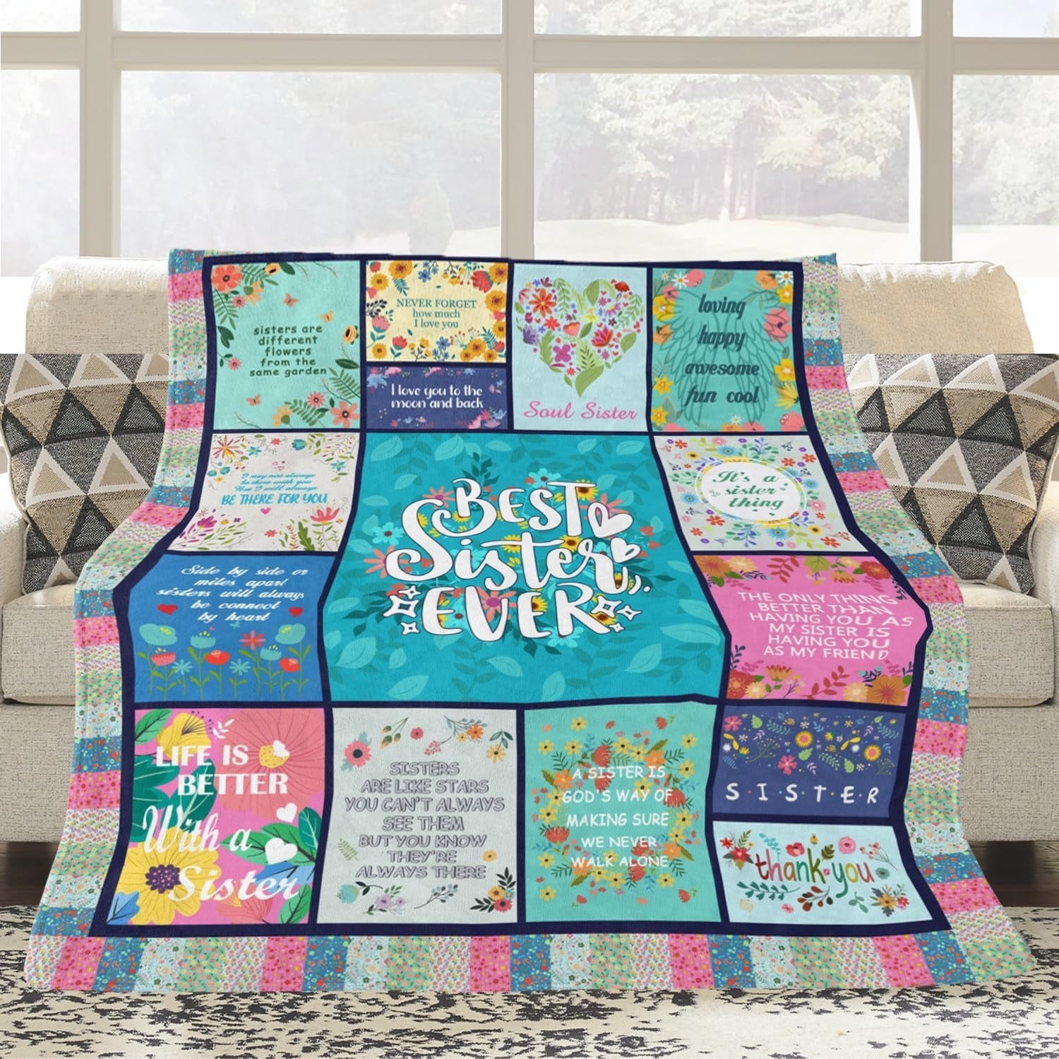 Super Soft Flannel Sister Gifts Blanket for Birthday, Mother's Day, Christmas - Big Sister Gift Ideas - Lightweight Plush Warm Blanket for All Seasons Detail