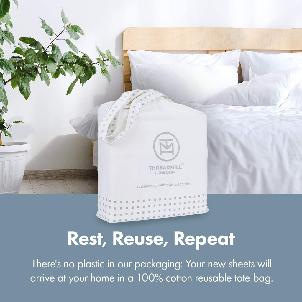 Wrinkle-Resistant 600 Thread Count 4-Piece Queen Bed Sheet Set, Sateen Weave, Sage Green - Breathable Egyptian Cotton Flat & Fitted Sheets Detail