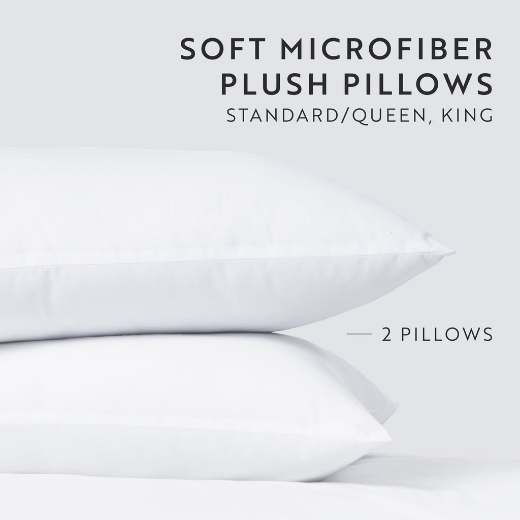 Hotel Collection Plush Bed Pillows 2-Pack For All Sleep Styles - Back, Side and Stomach Sleepers - in King Size - Decorative Throw Pillow Cushion for Sofa & Bed Detail