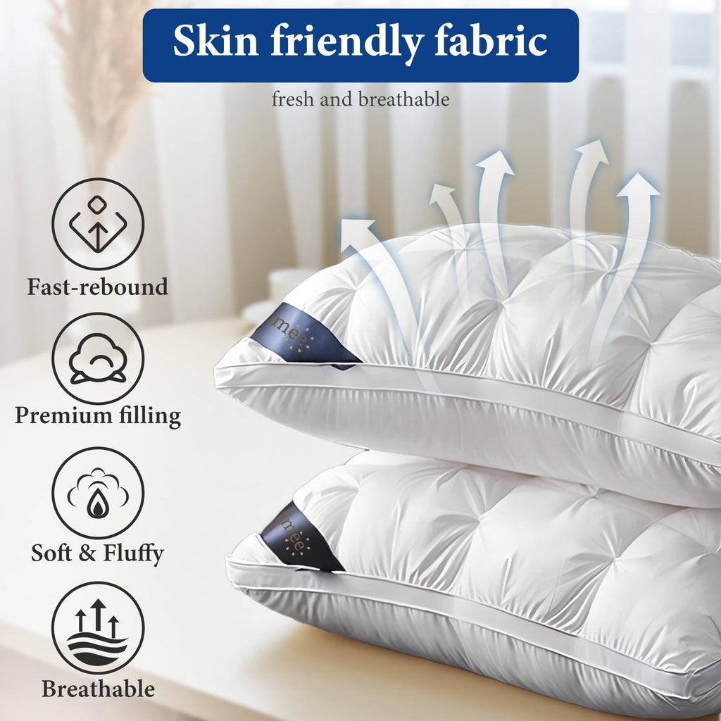 Hotel Collection 2-Pack Luxurious Hotel-Quality ,Resistant to Flattening, All-Season,White - Orthopedic Shredded Foam Bed Pillow Set Detail