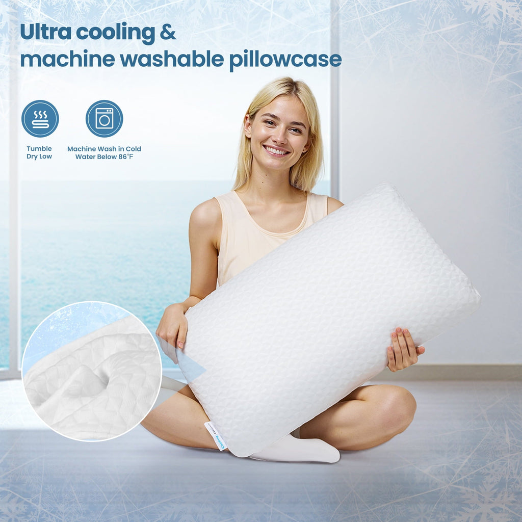 Hotel Collection Gel Memory Foam Pillow for Bed, Adjustable Height Bed Pillow with 0.8" Removable Insert, Ergonomic Neck Support for S... - Orthopedic Shredded Foam Bed Pillow Set Detail