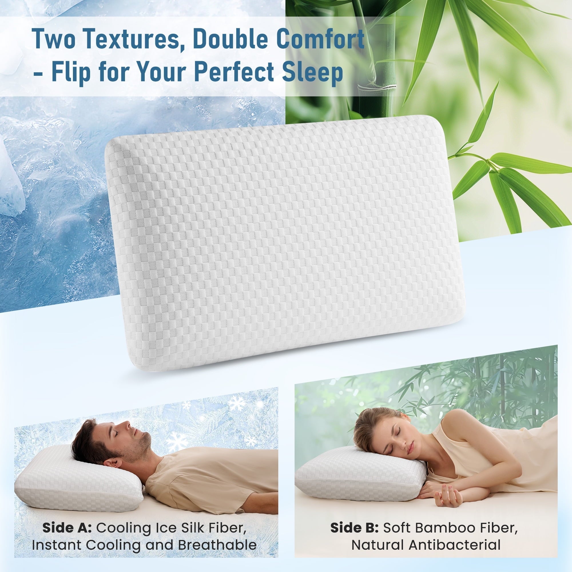 Fluffy Shredded Memory Foam Pillow for Bed, Cooling Pillow with Extra Height Pad, Supportive Bed Pillow for Side, Back & Hot Sleepers... - Ergonomic Memory Foam Pillow for Neck Pain Support Detail