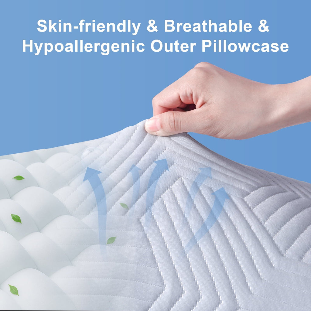 Decorative Plump Soft Bed Pillow, Shredded Memory Foam Pillow, Comfortable Sleeping Pillow, Standard Size, Affordable Everyday Use - Orthopedic Shredded Foam Bed Pillow Set Detail