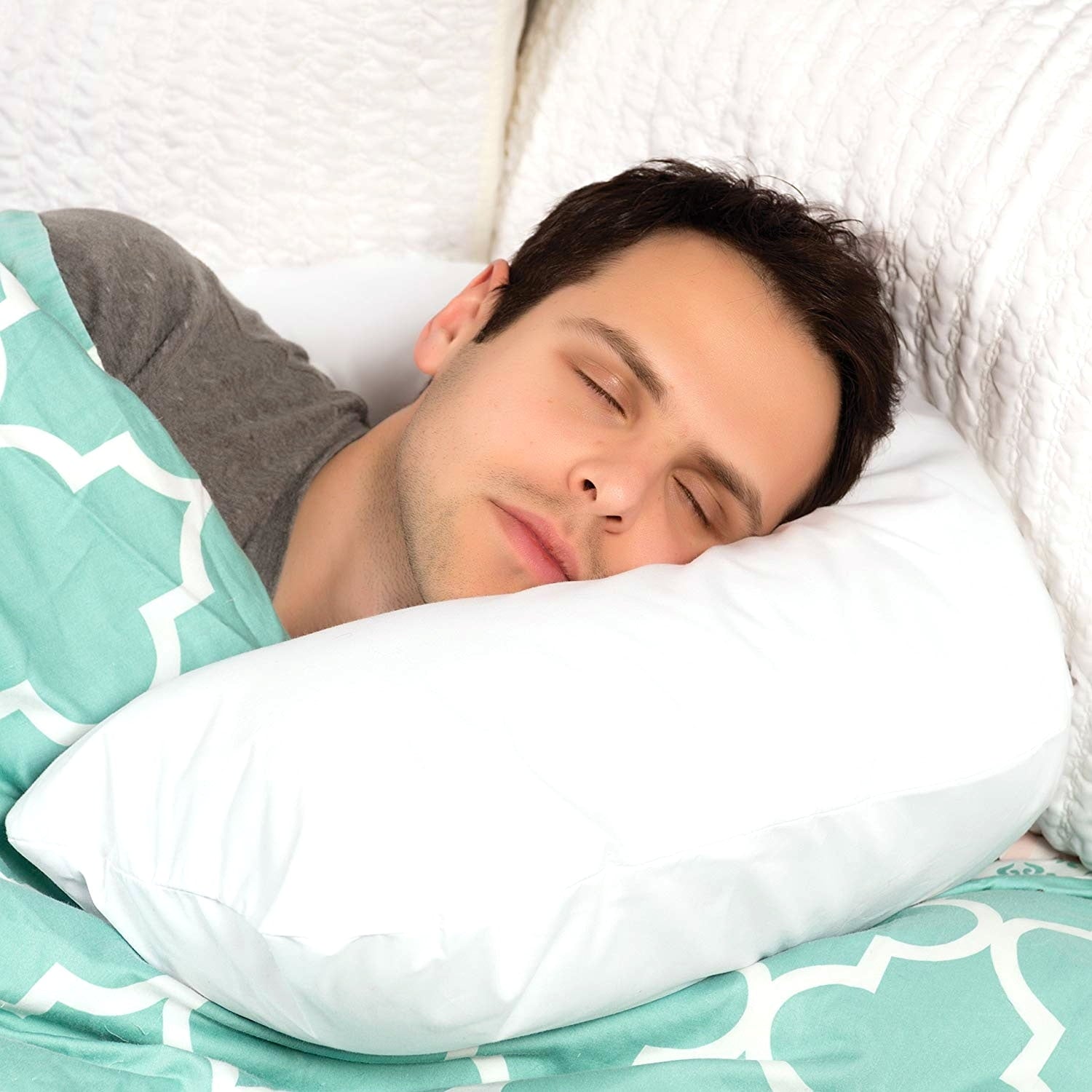 Hotel Collection Hugg-A-Pillow 17" x 22" Bed Pillow White 554-7915-1900 - Hotel Quality Plush Sleeping Pillows Detail