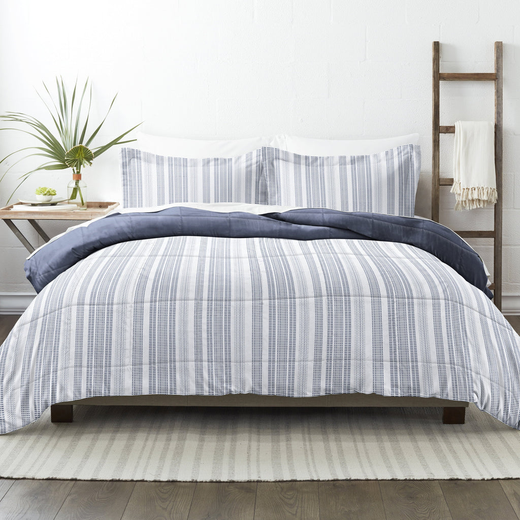 Hypoallergenic Cloud 2-Piece Navy Farmhouse Dreams ReversiblePrint Comforter Set, Twin/TwinXL - Hypoallergenic Ultra-Fluffy Quilt for Winter Detail