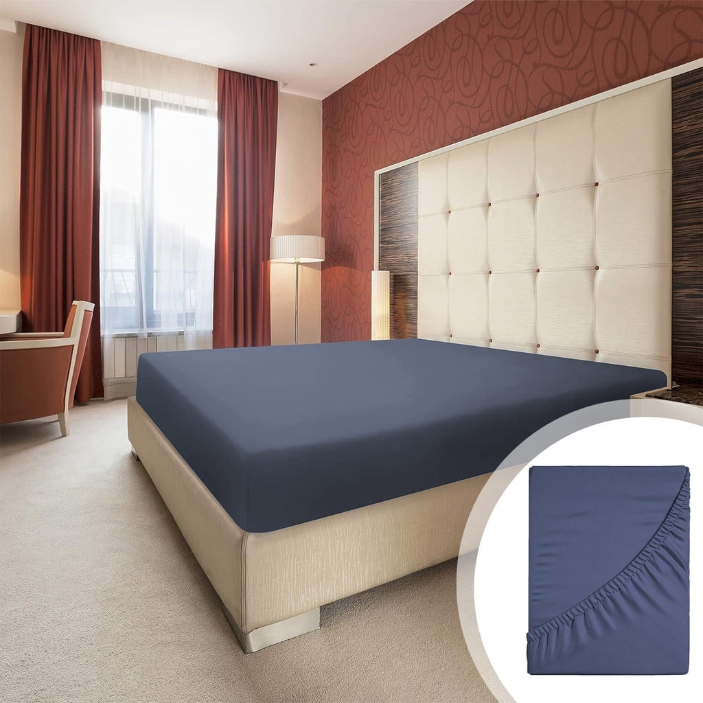 Premium Egyptian Cotton Bed Sheet, Queen Size - Deep Pocket Soft Wrinkle and Fade Resistant - Breathable Egyptian Cotton Flat & Fitted Sheets Detail