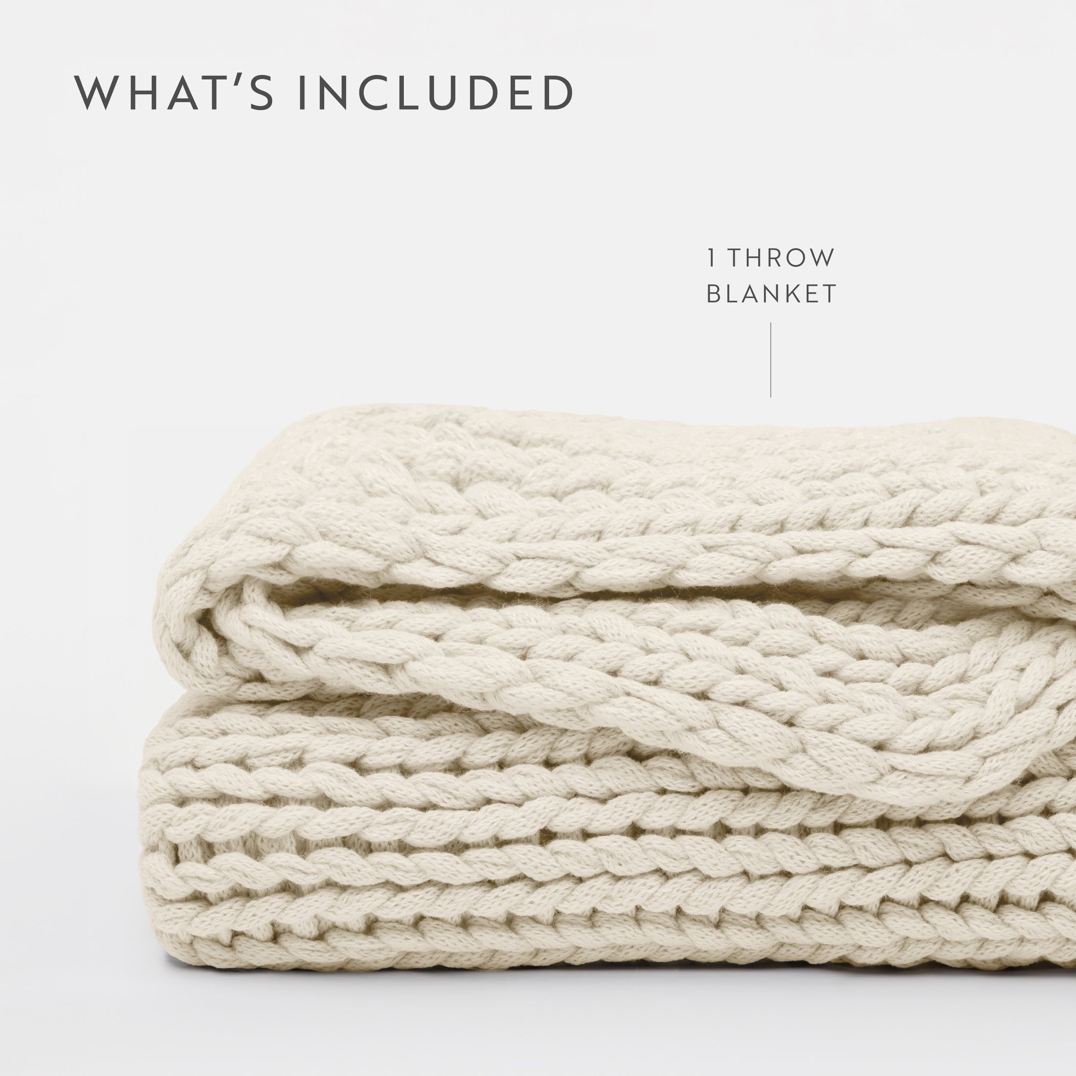 Lightweight Warm Soft & Cozy Chunky Hand-Knit Throw Blanket, Ivory - Cozy Fleece Throw Blanket for Couch & Bed Detail