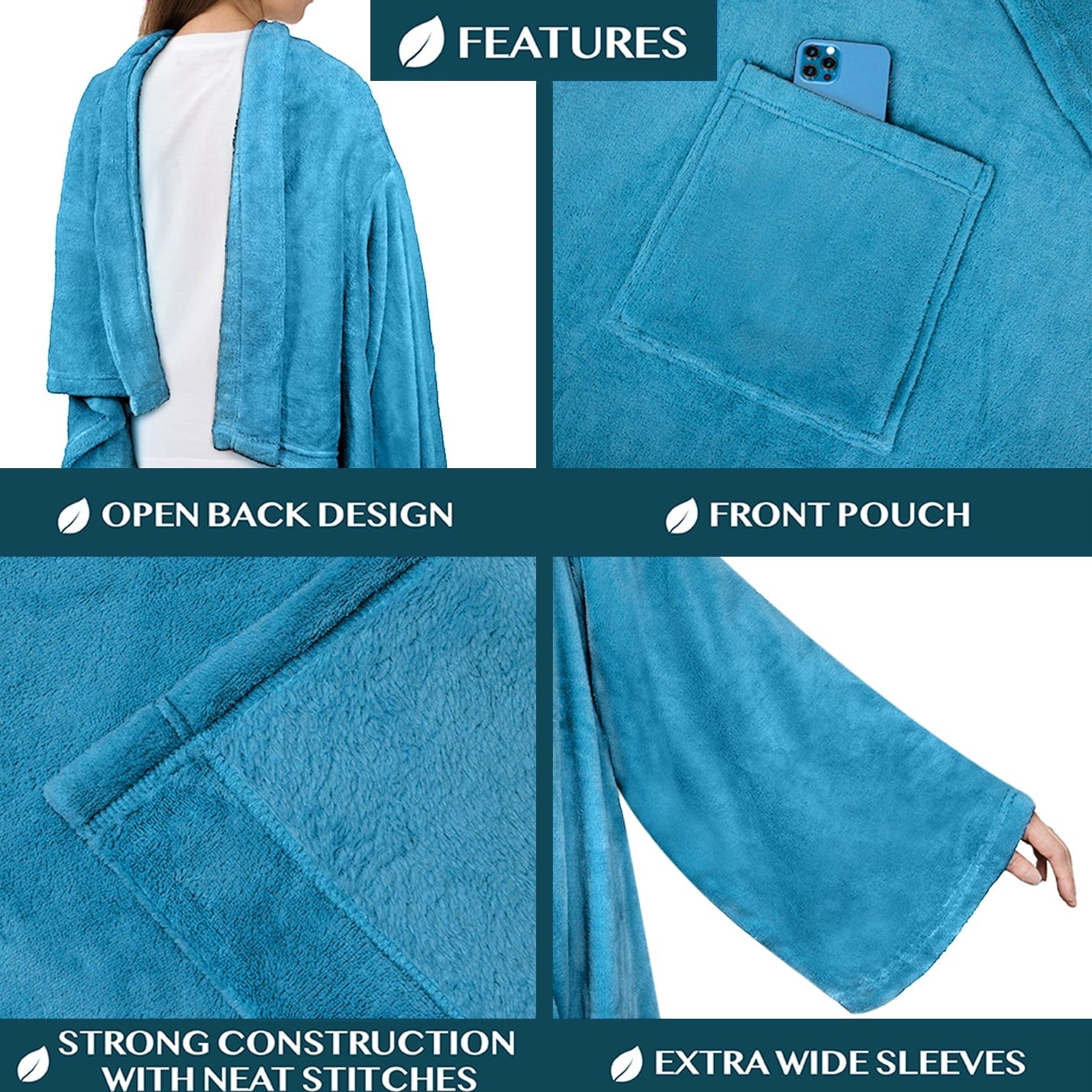 Reversible Sherpa Wearable Blanket with Sleeves for Adult Women Men, Cozy Fleece Warm Wrap Throw Blanket with Arms, Pocket, Gifts for C... - Luxury Knitted Decorative Throw Blanket with Fringes Detail