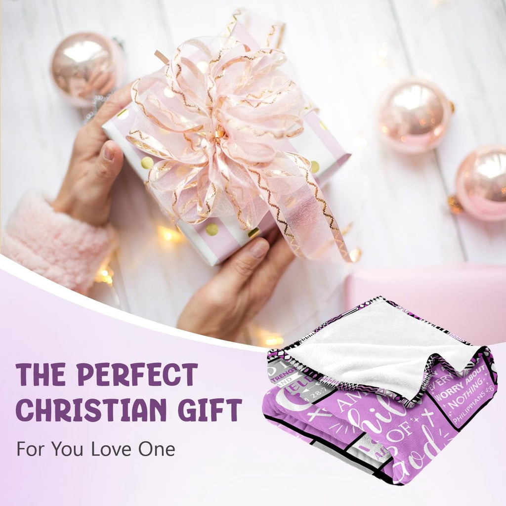 Lightweight Warm Christian Gifts for Women - Baptism Gifts for Girl - Child of God Blanket - Inspirational Birthday Religious Catholic... - Luxury Knitted Decorative Throw Blanket with Fringes Detail
