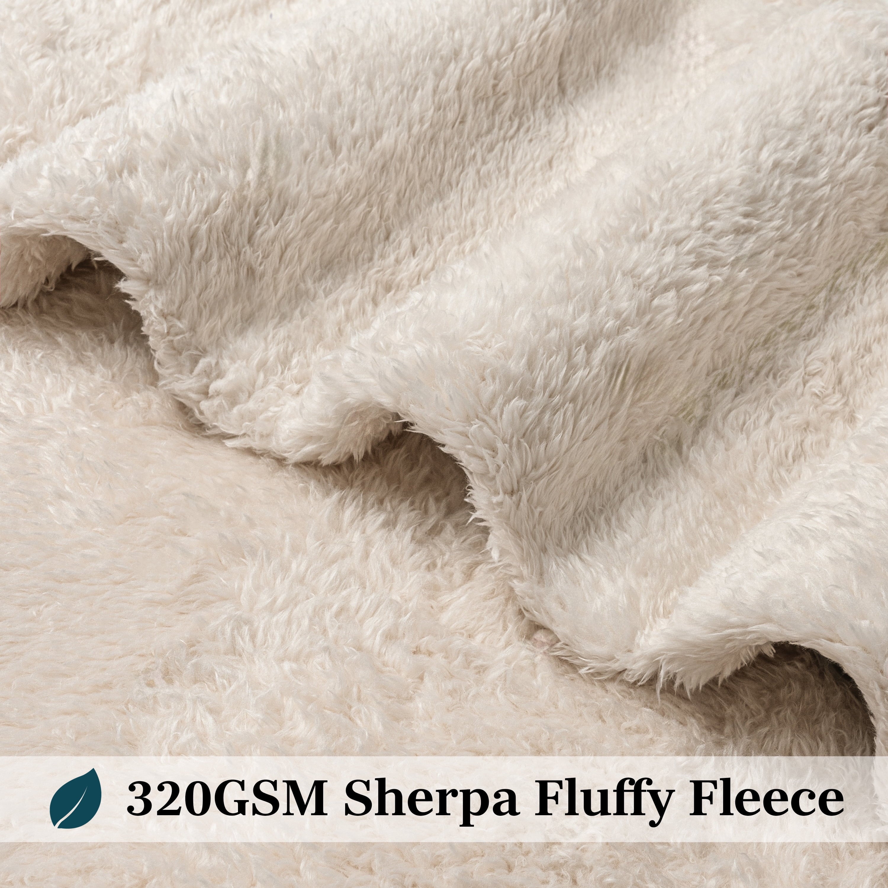 Reversible Sherpa Sherpa Throw Blanket For Couch Sofa, Cream Beige Fluffy Warm Plush Blanket for Bed, Cozy Super Soft Lightweight Throw... - Super Soft Reversible Sherpa Flannel Blanket Detail