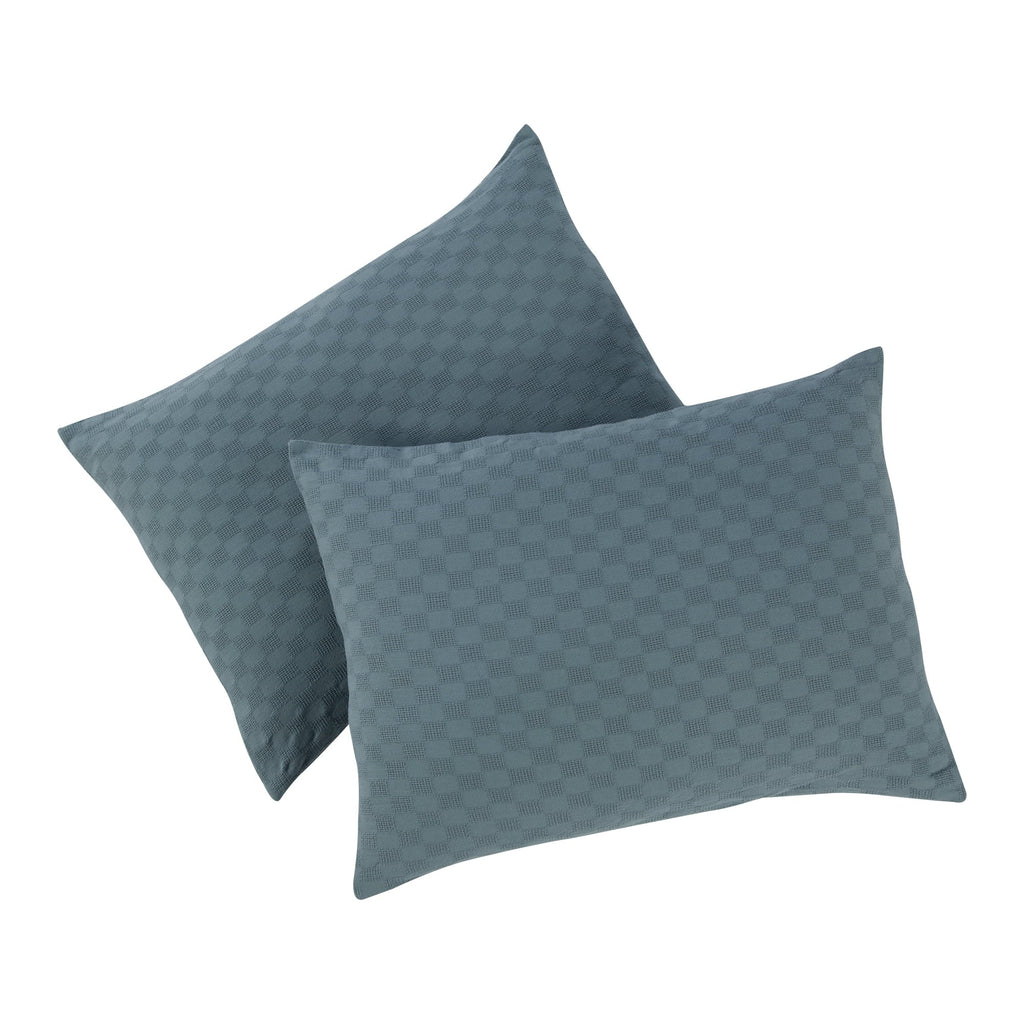Luxurious Quilted Full/Queen Comforter Set, All-Season, 3-Piece, Nimbus Blue Block Weave - Cloud-Like Soft Lightweight Bed Comforter Detail