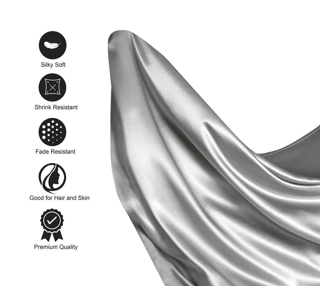 Wrinkle-Resistant Luxury Satin Sheets Set Full Size Light Gray, 4-Piece Bedding Sets with Deep Pockets - Soft and Smooth Satin Bed Shee... - Cooling Hotel Quality Bedding Sheets and Pillowcases Detail