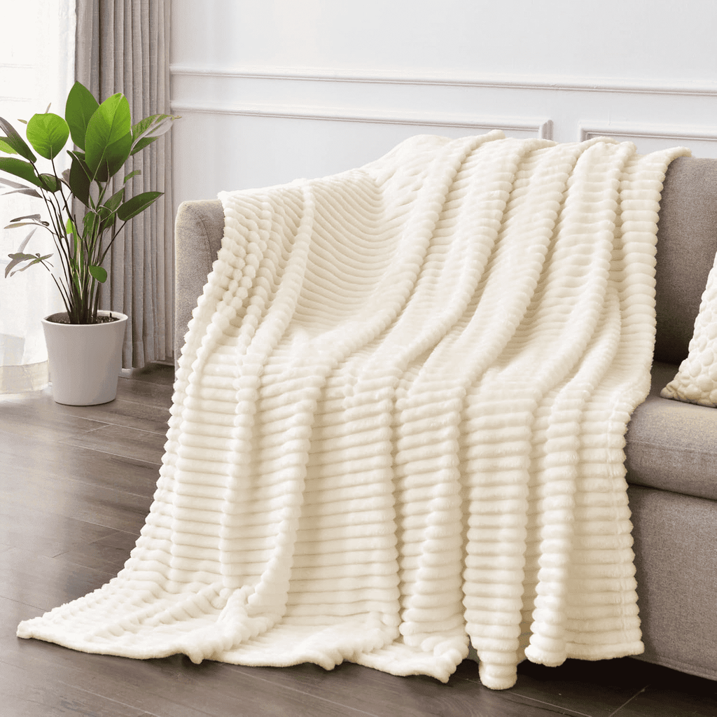 Decorative Knitted Throw Size Blanket, Extra Soft Lightweight Bed Blanket with Strip , Plush Fuzzy Cozy Throws for Couch, Bed, Sofa Cozy... - Super Soft Reversible Sherpa Flannel Blanket - Default Title
