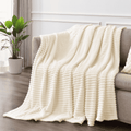 Decorative Knitted Throw Size Blanket, Extra Soft Lightweight Bed Blanket with Strip , Plush Fuzzy Cozy Throws for Couch, Bed, Sofa Cozy... - Super Soft Reversible Sherpa Flannel Blanket - Default Title