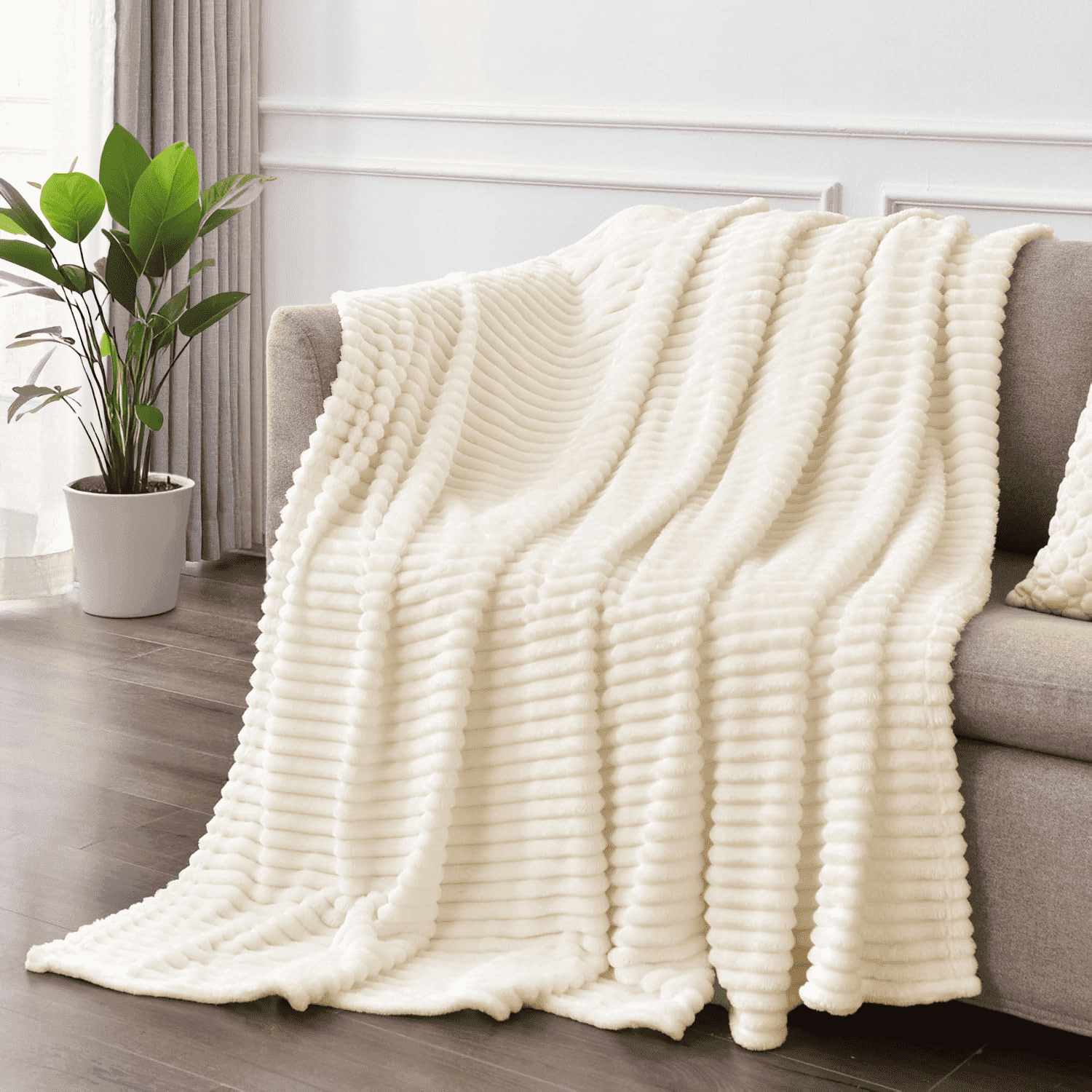 Decorative Knitted Throw Size Blanket, Extra Soft Lightweight Bed Blanket with Strip , Plush Fuzzy Cozy Throws for Couch, Bed, Sofa Cozy... - Super Soft Reversible Sherpa Flannel Blanket - Default Title
